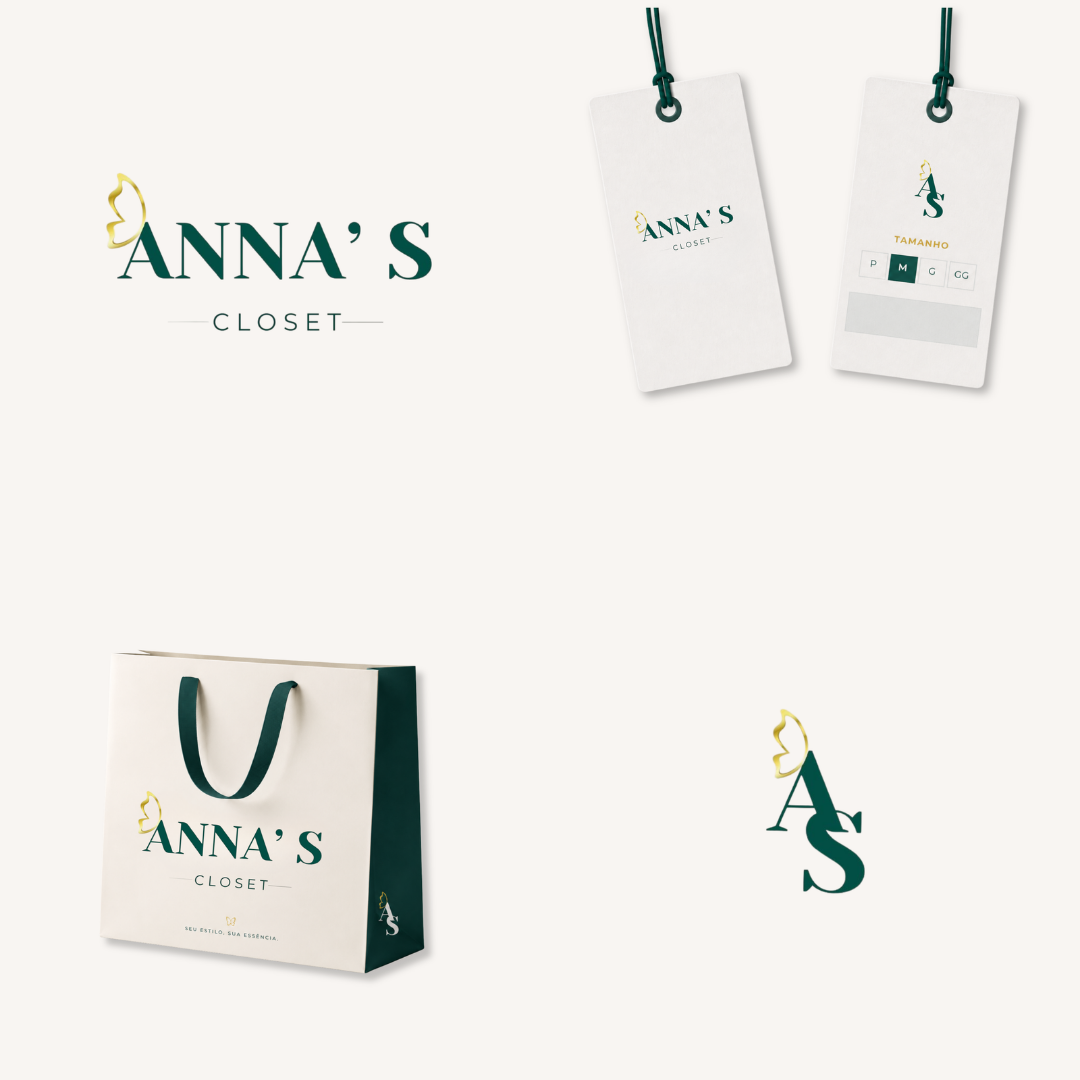 Identidade visual e aplicações da Anna’s Closet